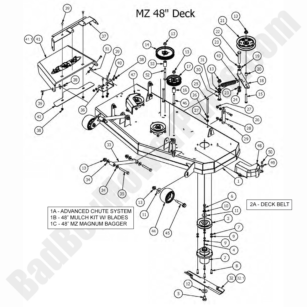1609 - Bad Boy Mower Parts Lookup > 2017 > MZ & MZ Magnum > 48\" Deck Assembly